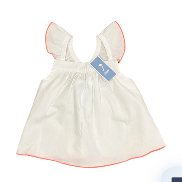 • Jacadi Paris • Baby Girls Cross Back Ruffle Tank Top White and Orange 18 Month - Picture 1 of 4